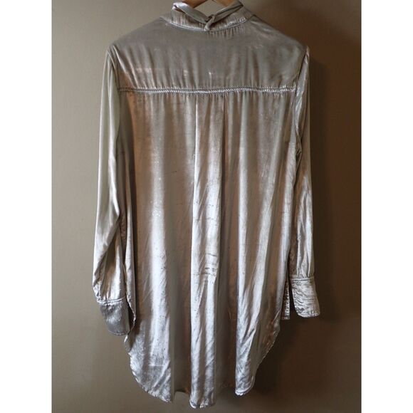 Anthropologie Maeve Crushes Velvet Tunic Top Blouse Tie Neck Tunic Size 12 - Picture 3 of 11